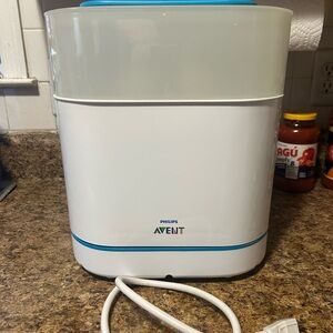 Philips AVENT Electric Bottle Sterilizer in White with Blue Trim